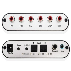 <strong>Digital</strong> to <strong>Analog</strong> 5.1 Channel Stereo AC3 Audio <strong>Converter</strong> Optical SPDIF Coaxial AUX 3.5mm to 6 RCA Sound Decoder Amplifier