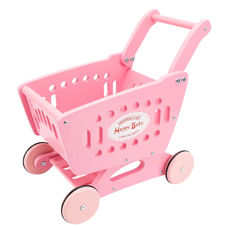 子供のかわいい木製ショッピングカートふりおもちゃ教育プレイハウスシミュレーションスーパーマーケットの赤ちゃん