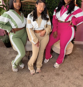 2025 New Arrivals Spring Female Zip up Jacket Color Block Patchwork <strong>Two</strong> Pieces Pants Sweatsuit <strong>Set</strong> Tracksuit Woman Jogger <strong>Set</strong> - Product Image 3