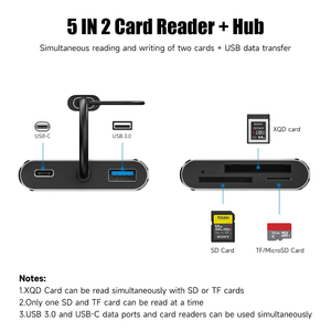适用于Iphone 15 Pro/Max的Usb 3.0 5合1扩展坞多功能存储卡读卡器Usb-C至Tf Sd Xqd读卡器适配器 - Product Image 2