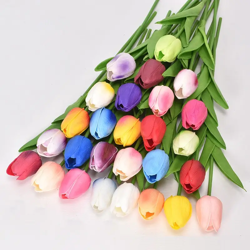 Factory Wholesale Wedding Party Home Decoration Mini Pu Flower Tulips Artificial Real Touch Flower