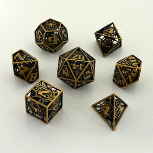 Toptan özel Hollow çokyüzlü Cuboid zar seti metalik çokyüzlü D & D rpgminyatür zar 7-sets aksesuarları zar kutusu - Product Image 2