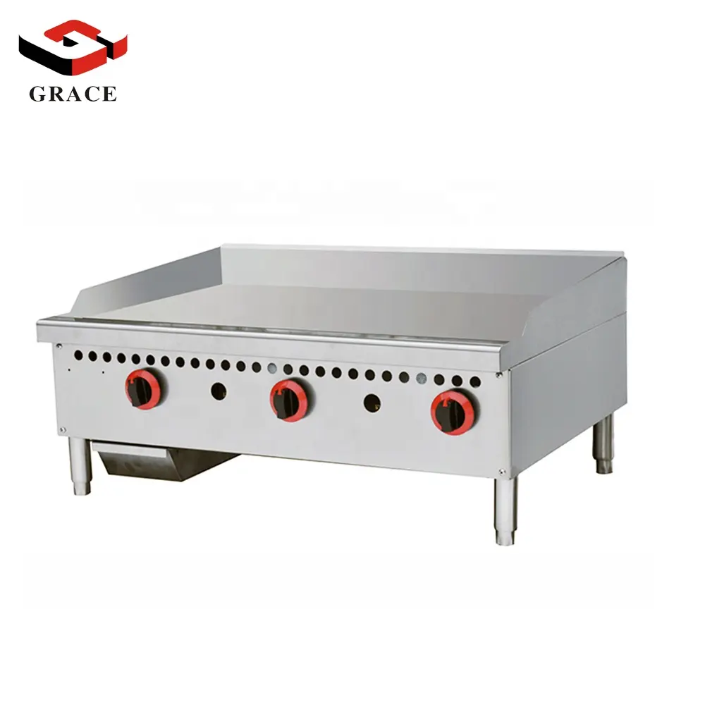 Máquina comercial aço inoxidável placa plana Counter Top Gás Griddle Grill