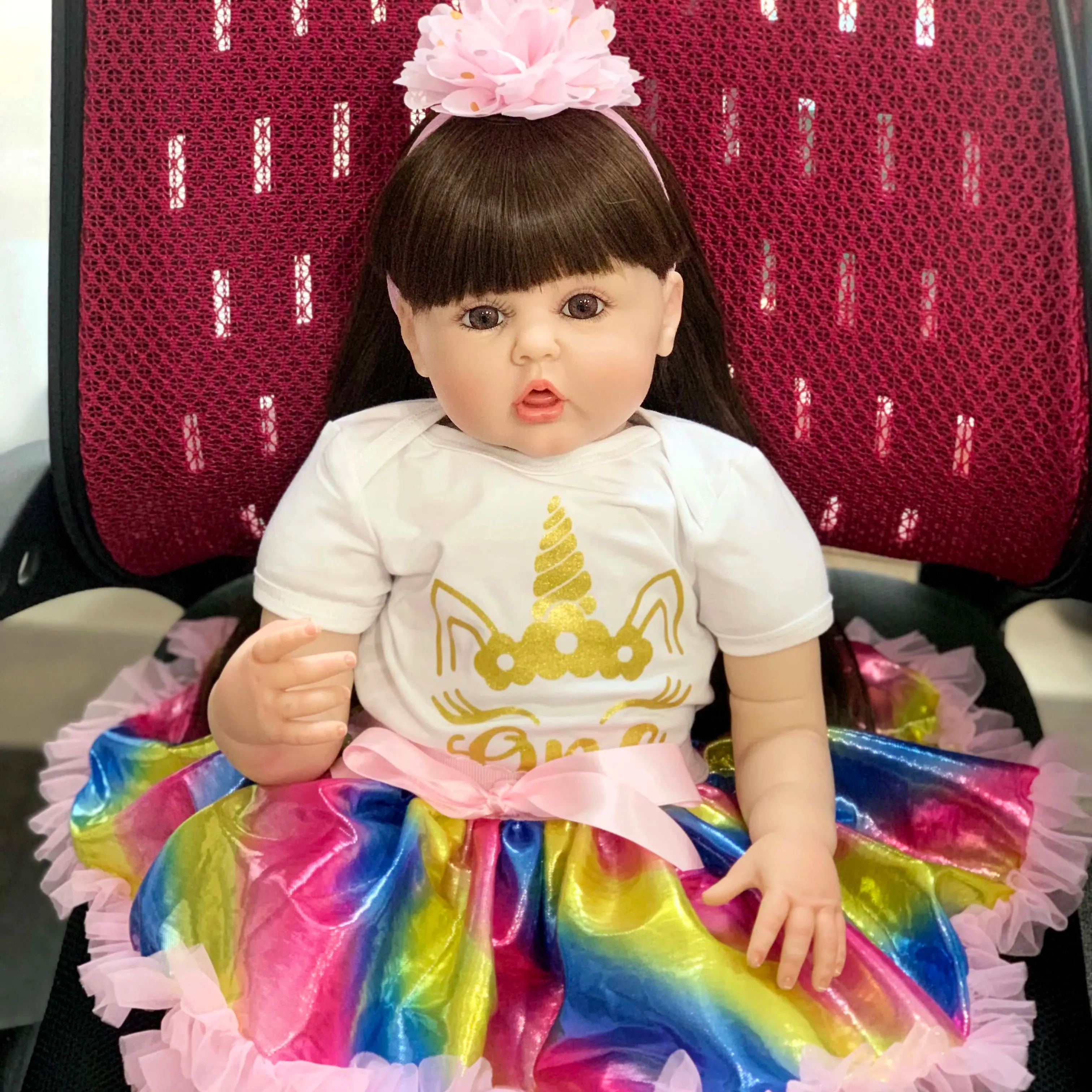 Amarelo Keiumi Car Seat Olhos Móveis Realista Heart Beat Conpleto 18 24 Polegada Full Body Bath Adopção Reborn Dolls