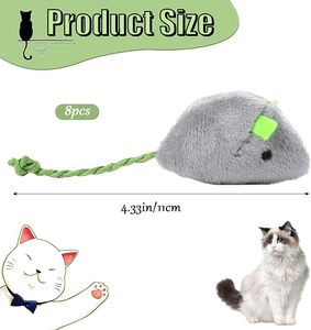 Juguete de hierba gatera-8 piezas gatos ratón juguetes de gato de peluche realista lindo gatito ratones relleno hierba gatera para gato masticar juguete - Product Image 2
