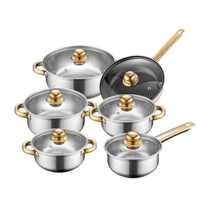 12-mảnh thép không gỉ cảm ứng sẵn sàng thân thiện với môi Cookware Set với Pot Covers - Product Image 1