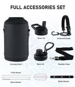 Nửa gallon nước chai 64oz cách nhiệt chân không Hydro thép không gỉ lớn Flask Jug với Pouch Paracord xử lý rơm Spout có nắp đậy - Product Image 4
