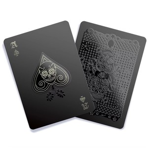 热卖赌场扑克牌100% 塑料聚氯乙烯扑克牌防水哑光黑色成人桌面游戏烫印扑克牌