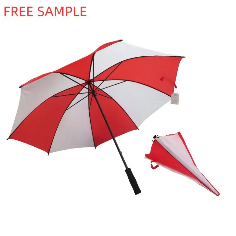 Windproof Multi Color Storm Proof Vented Free Sample Red And White Straight Advertising Gift Windproof Golf Umbrella