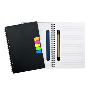 Venta al por mayor cuaderno de impresión cubierta de papel Kraft cuaderno notas adhesivas cuaderno espiral personalizado A5 con portalápices - Product Image 1