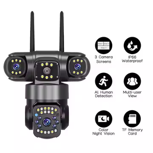 Nuevo sistema de cámara IP inalámbrica 4G 3 lentes 3 pantallas IP66 impermeable Wifi detección de movimiento alarmante Audio bidireccional para uso en exteriores