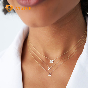 Vlove เครื่องประดับทองแท้14K ทำจากอัลกำหนดจี้แบบ DIY จี้เริ่มต้นง่ายทองแท้14K สร้อยคอตัวอักษร