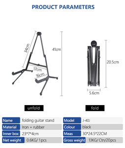 Fábrica profesional OEM Venta al por mayor Soporte de guitarra de hierro plegable Accesorios para instrumentos musicales y de cuerda - Product Image 3