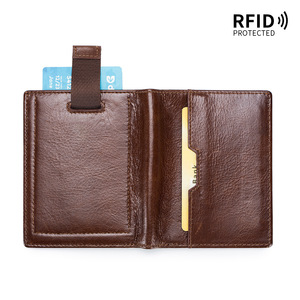 RFID真皮简约超薄短钱包多卡拉出卡包复古时尚男士卡座钱包 - Product Image 4