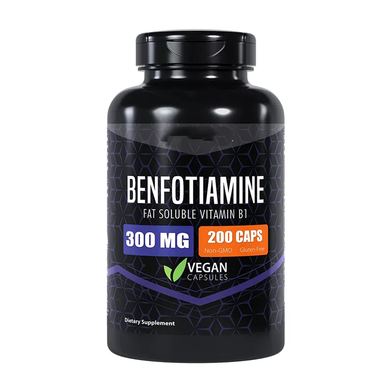 Benfotiamine 300mg 200 Cápsulas Tiamina soluble en grasa Vitamina B1 Apoya la salud general Sin OGM Sin Gluten