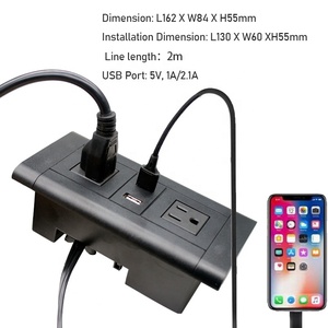 ホテルデスクキッチンカンファレンス家具埋め込み式1.5M電源ストリップソケットコンセント、2つのUSBポート付き - Product Image 5