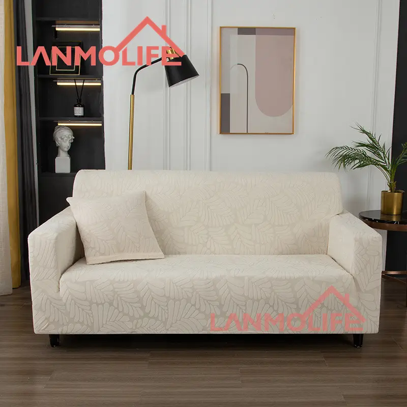 Grosir semua termasuk ruang tamu Jacquard bunga Reaf sarung Sofa Non-Slip desain elastis