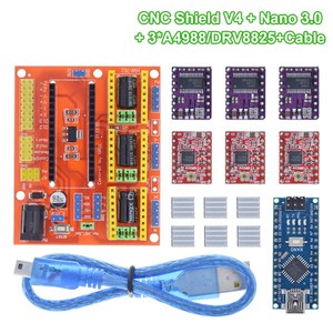 TZT 1 takım 3DV4 CNC kalkanı V4 + Nano 3.0 + 3 adet DRV8825 veya A4988 Reprap step sürücüleri SET arduino için