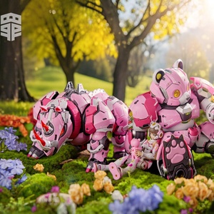 Montajlı Model oyuncak tembel LanDuo Rhinoceros modeli büyük ayı hareketli eklemler ile ışık DIY dekorasyon - Product Image 4