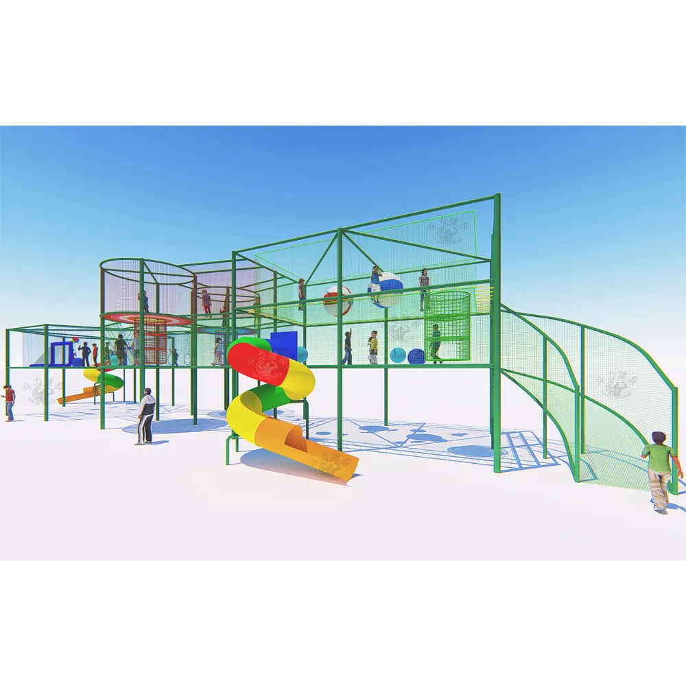 Rêve personnalisable extérieur 230 m² corde multicolore tricoté réseau aventure parc d'attractions aire de jeux pour enfants