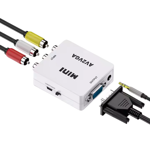 Mini caja blanca pequeña VGA2AV convertidor de medios VGA a RCA audio y video VGA a AV adaptador AV a VGA para TV antigua