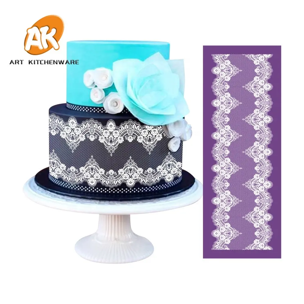 AK Fondant Cake Decorating Lace Flower Drawing Stencil Wedding Cake Decoration Mesh Stencil Painting MST-44