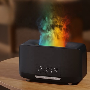 Beliebte 400ML 3D Flame Fire Aroma Diffusor Digitaluhr Ätherisches Öl Aroma therapie Luftbe feuchter mit BT Lautsprecher für den Hausgebrauch