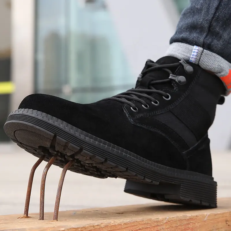 GUYISA 2020 New Black Autumn Winter Rubber Soles Men's Boots Soft Wear-resistant Women's safety Shoes Industry Work Boots