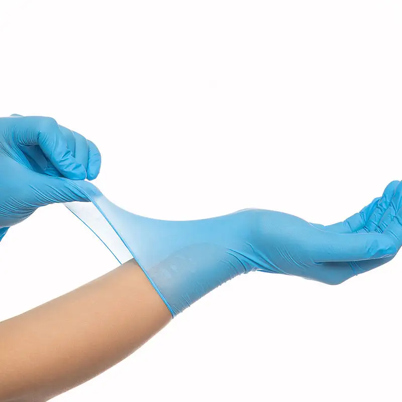 Gants en nitrile sans poudre de haute qualité en bleu jetables en gros pour un usage domestique pour le nettoyage hiver été printemps