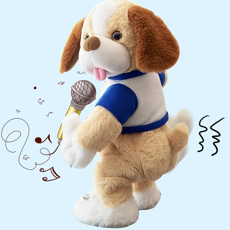 Stuffed Big Eye Puppy Walking Dogs Electronic Music Plush Toy Singing Interactive Dancing Toy