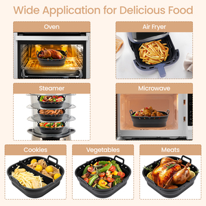 Customize 6L Air Fryer Pot 7.9/8.5in High Resistant Square Silicone Reusable and Foldable air Fryer Liners for <strong>Baking</strong> &amp; Cooking - Product Image 4