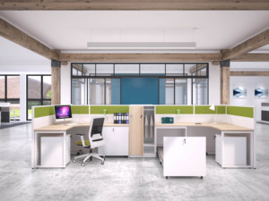 <strong>Modular</strong> <strong>System</strong> Office Workstation <strong>Partition</strong> 6 Person Small Computer Cubicle Studio Desk - Product Image 3