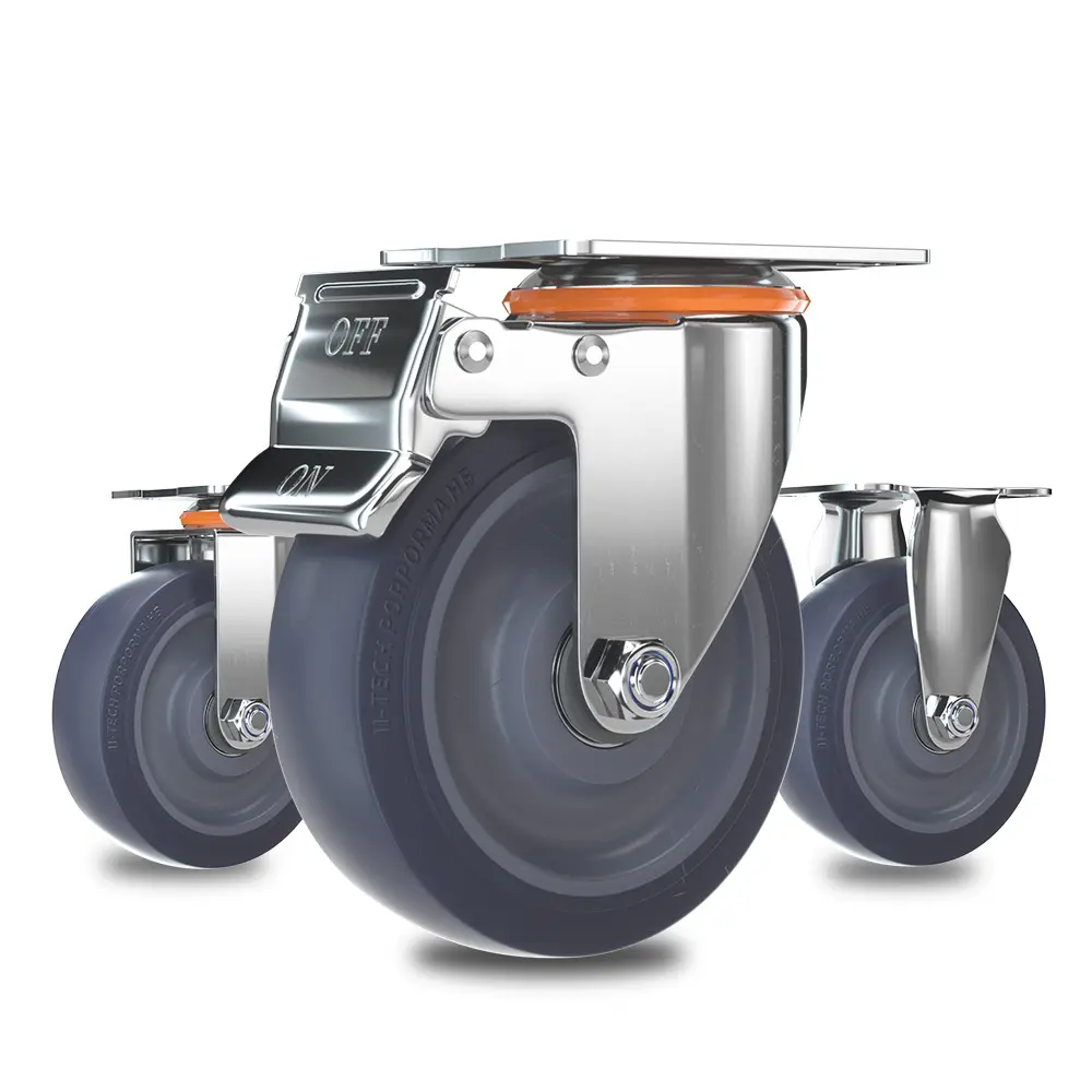 Bán buôn 3 inch 4 inch 5 inch Màu xám TPR cao su Caster Wheel cho xe đẩy tay xe tải