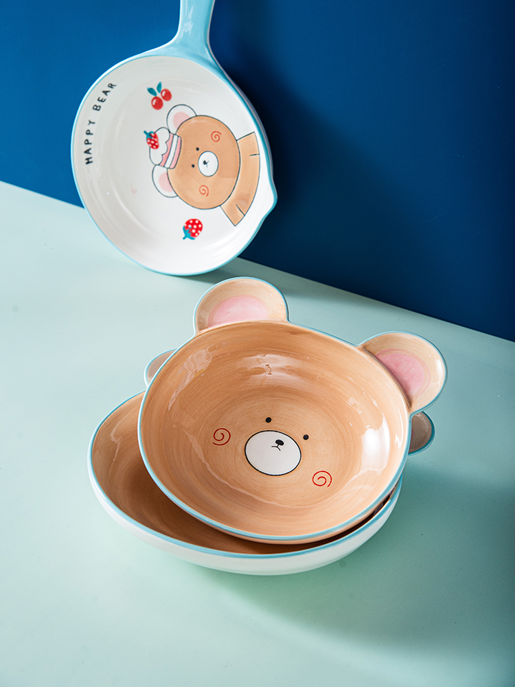 Hot sale little bear decal promotion ceramic porcelain China gift bake dish bakeware bowl plate soup bowl set dinnerware sets