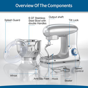 Hộ Gia Đình Nhà Bếp 5.5L 6.2L Thép Không Gỉ Bát Đứng Thực Phẩm Điện Máy Trộn - Product Image 2