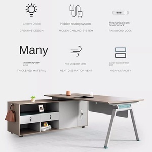 Bianco a forma di L scrivania in legno Executive tavolo da ufficio mobili da ufficio scrivania <span class=keywords><strong>Computer</strong></span> da tavolo moderno con mobile laterale