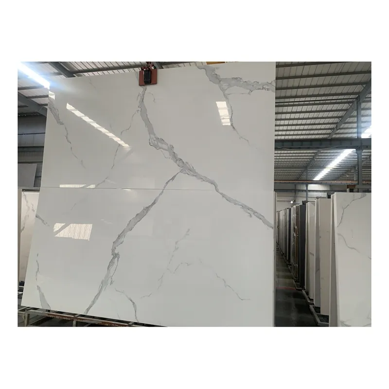 Porcelain white faux marble sintered stone tile wall slab