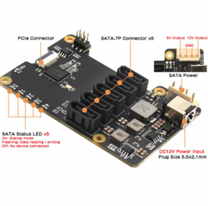 La scheda di espansione Raspberry PI5 PI5 dedicata PCIe to 5-port SATA supporta cinque dispositivi SATA3.0 X1009 - Product Image 2