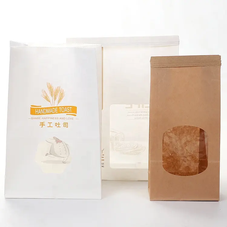 Десертный пакет из крафт-бумаги, жестяной галстук, пакет для упаковки кофейных зерен, закусок с окошком, с плоским дном, можно повторно использовать в качестве коричневой еды