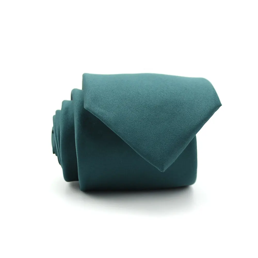 China Wholesale Custom Necktie Wedding Forrest Green Satin Solid Color Mens Microfiber Polyester Cheap Neck Ties For Men