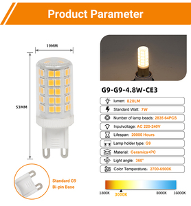 ERP EMC Standard <strong>G9</strong> <strong>LED</strong> Bulb 7W 820LM Chandelier Bulbs (<strong>60W</strong> Halogen Equivalent) E Energy Class,360 Beam Angle,Flicker Free - Product Image 5