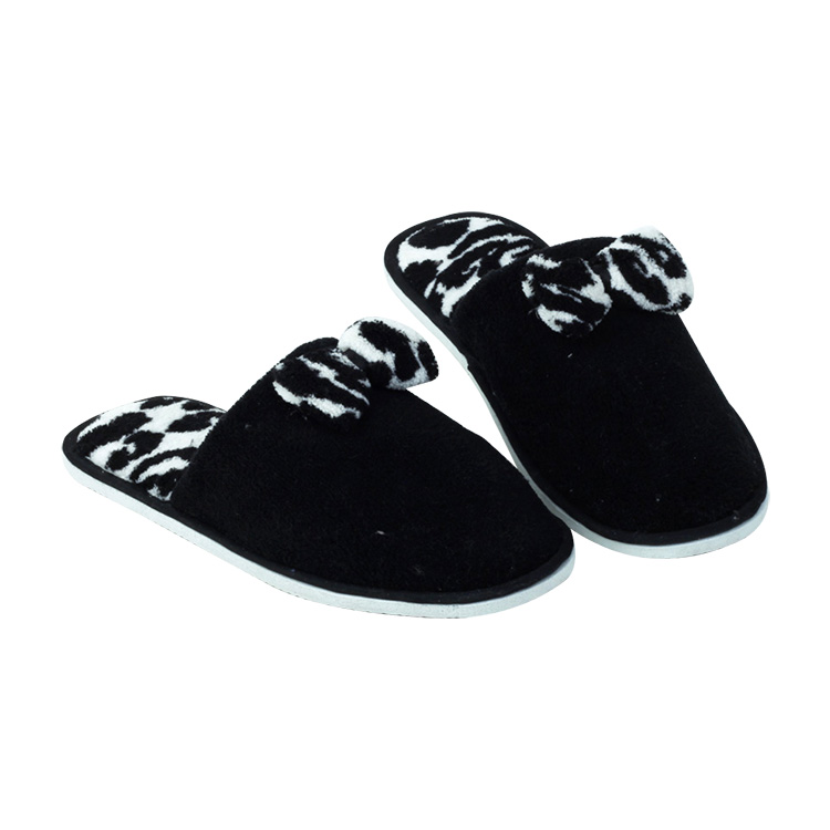 Accept customized logo printed cotton fabric plush soft home slippers for men