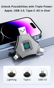 3 in 1 ความปลอดภัยเทคโนโลยีชั้นสูงลายนิ้วมือหน่วยความจํา USB 64GB 128GB 256GB 512GB ไดรฟ์ปากกาเข้ารหัส USB 3.0 แฟลชไดรฟ์พร้อมลายนิ้วมือ - Product Image 2