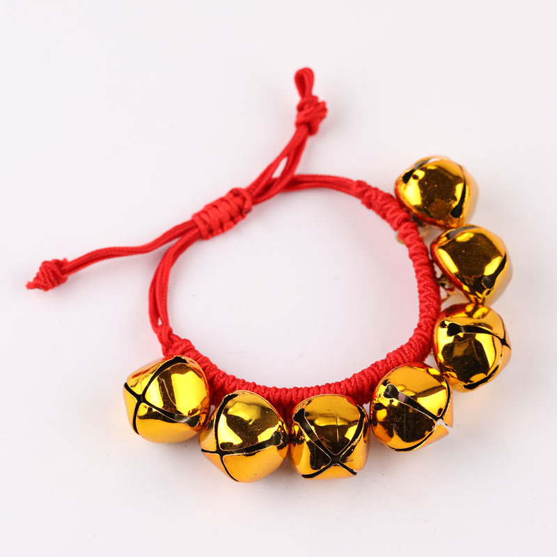 Croix cloche corde rouge or