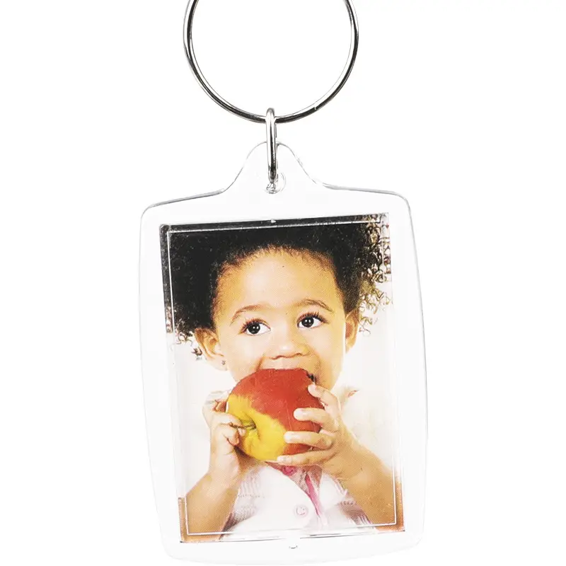 Customizável Transparente Acrílico Photo Frame Keychain seu próprio chaveiro para plástico Chaveiro