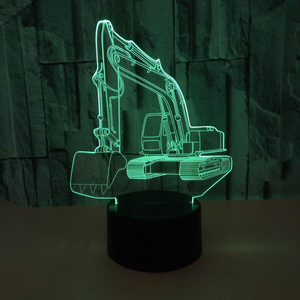 创意3d视觉挖掘机立体发光二极管灯装饰个人台灯床边卧室3d夜灯