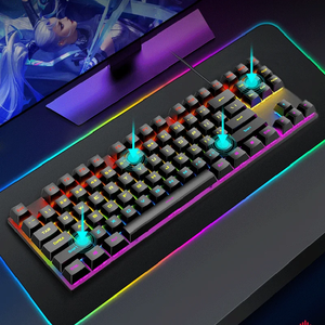 Nuevo y popular teclado para juegos con cable USB mecánico de 87 teclas T18 RGB Glow, interfaz inalámbrica, diseño de tableta elegante en idioma del Reino Unido - Product Image 2
