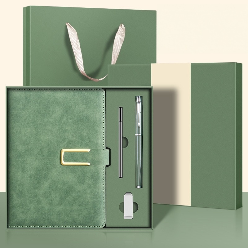 Vert Matcha + stylo signature + noyau de stylo + clé USB + sac cadeau