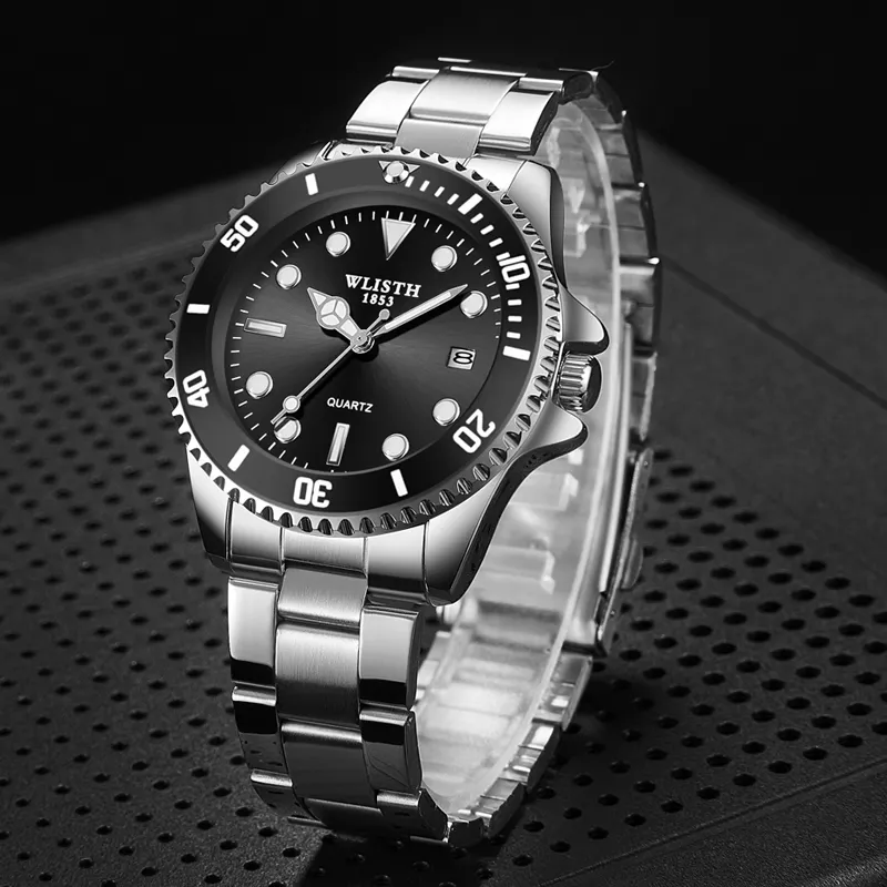 Wlisth relógios de quartzo personalizados, relógios à prova d' água homens relógios de pulso