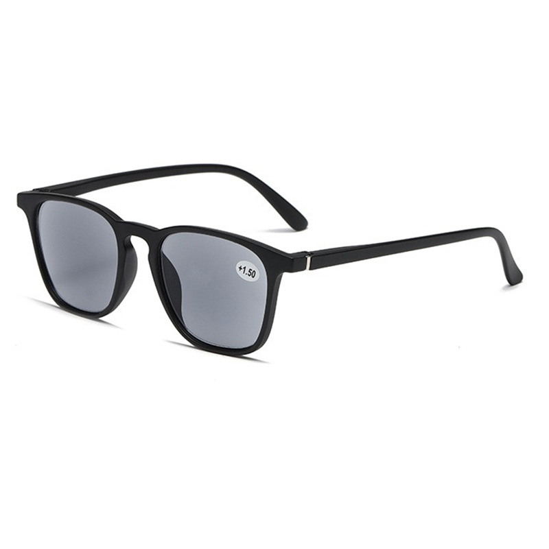 Monture sable noir, verres gris.